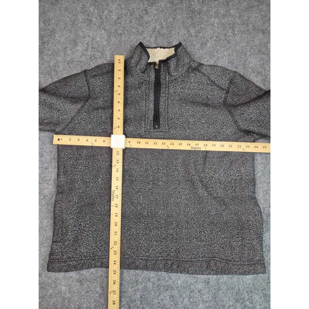 Orvis Quarter Zip Pullover Mens L Grey Sherpa Lined Textured Knit Sweater